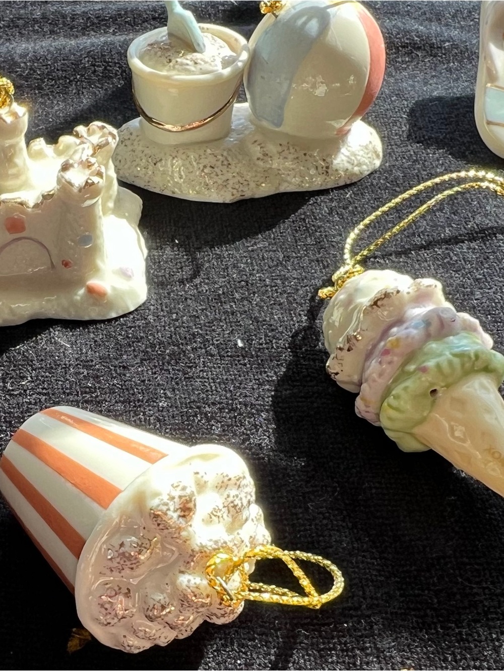 Lenox Mini Ornaments Summer Series 12 Tiny Personal Porcelain w/ Gold Tassel NIB